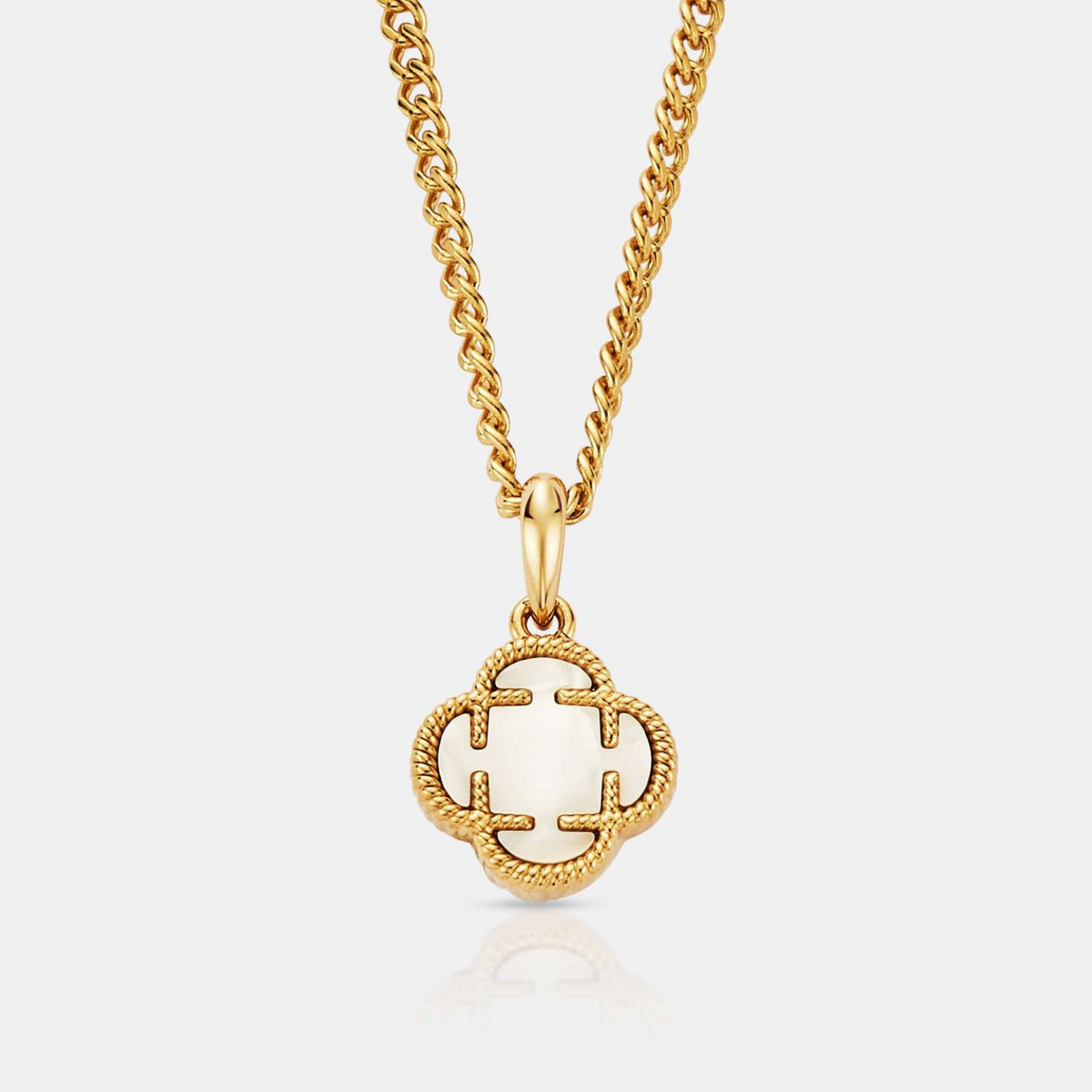 White Clover Stone Pendant (Gold)