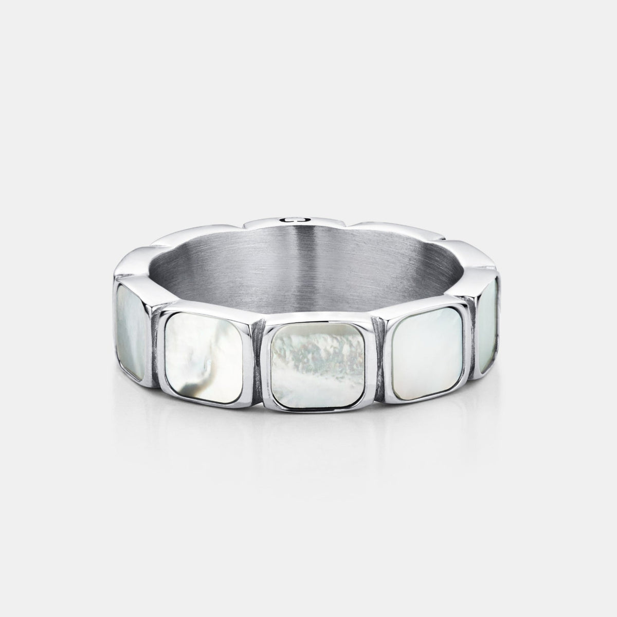 White Stone Band Ring (Silver)