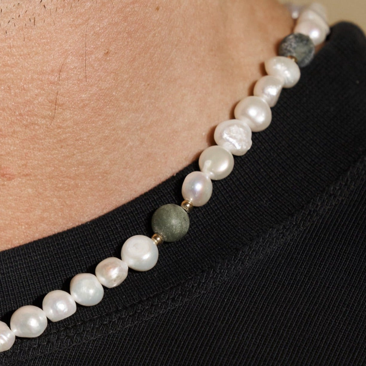 Vert forêt - Collier de perles véritables