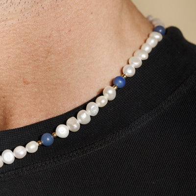 Cobalt Blue - Real Pearl Necklace