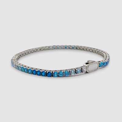 Bracelet Tennis Bleu (Argent) 3mm 