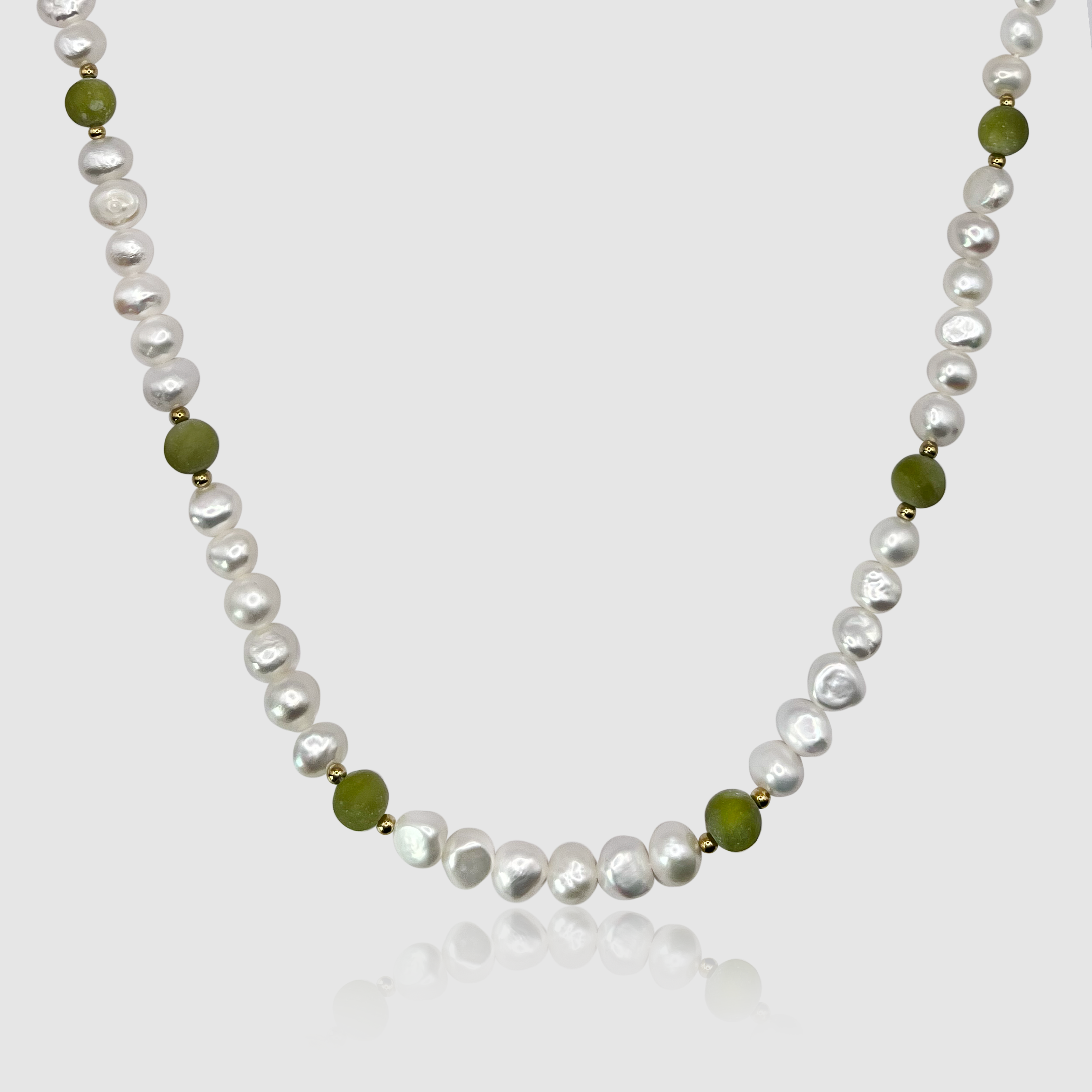 Waldgrün - Echte Perlenkette
