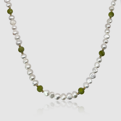 Vert forêt - Collier de perles véritables