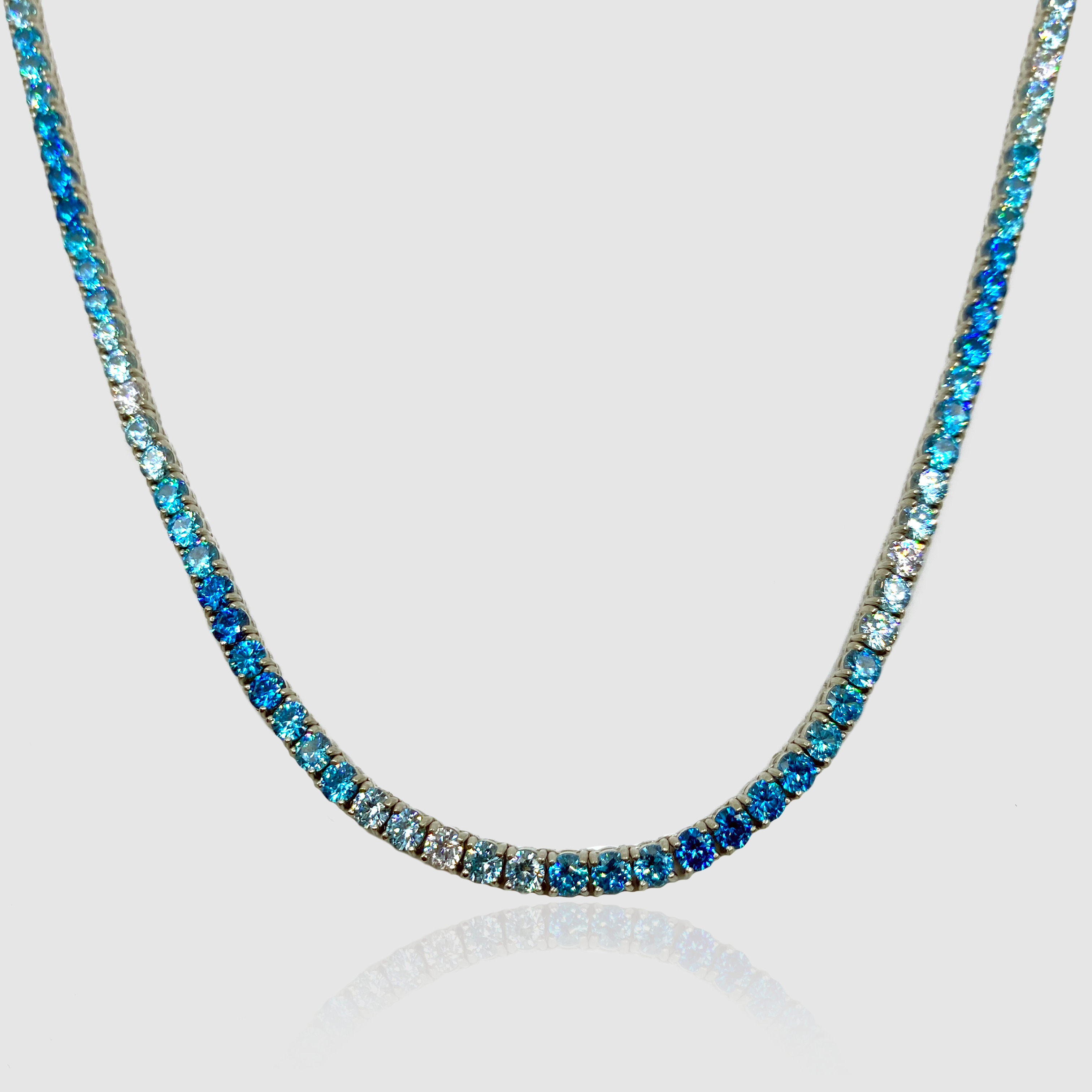 【CRAFTD London】Green Tennis Chain Silver 3mm Silver Tennis Chain Necklace 3mm | CRAFTD London