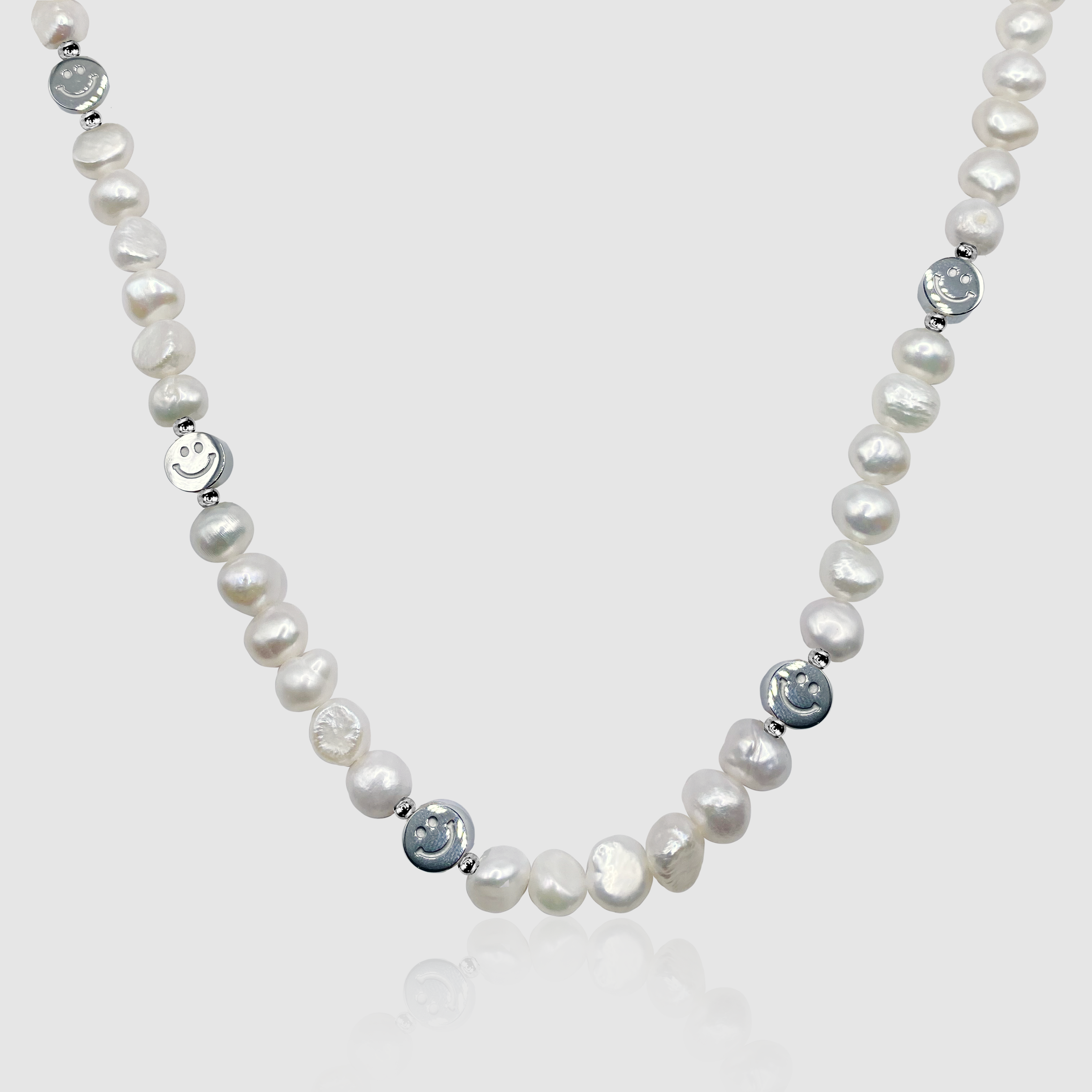 Collana di perle vere e Smiley (argento)