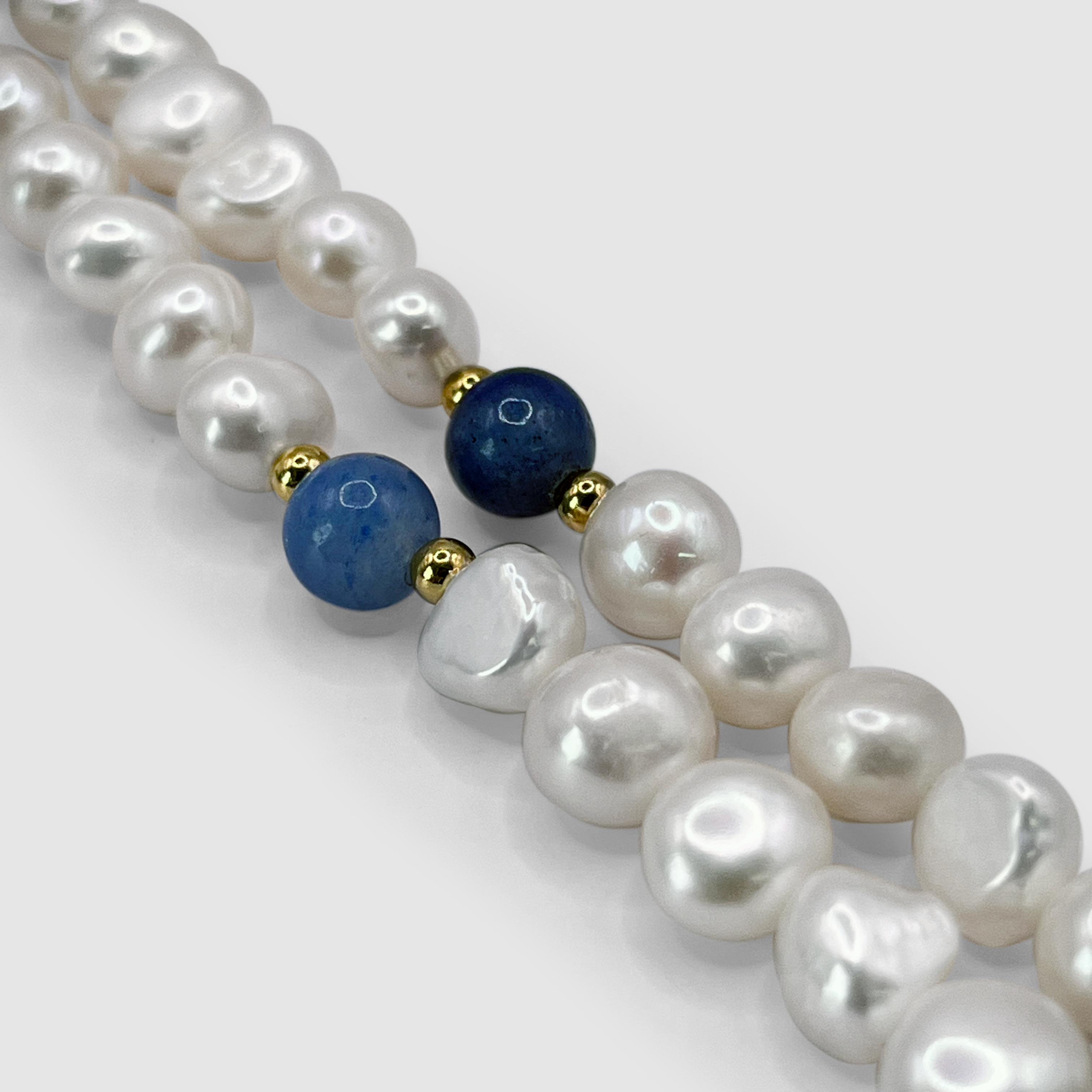 Bleu Cobalt - Collier de perles véritables