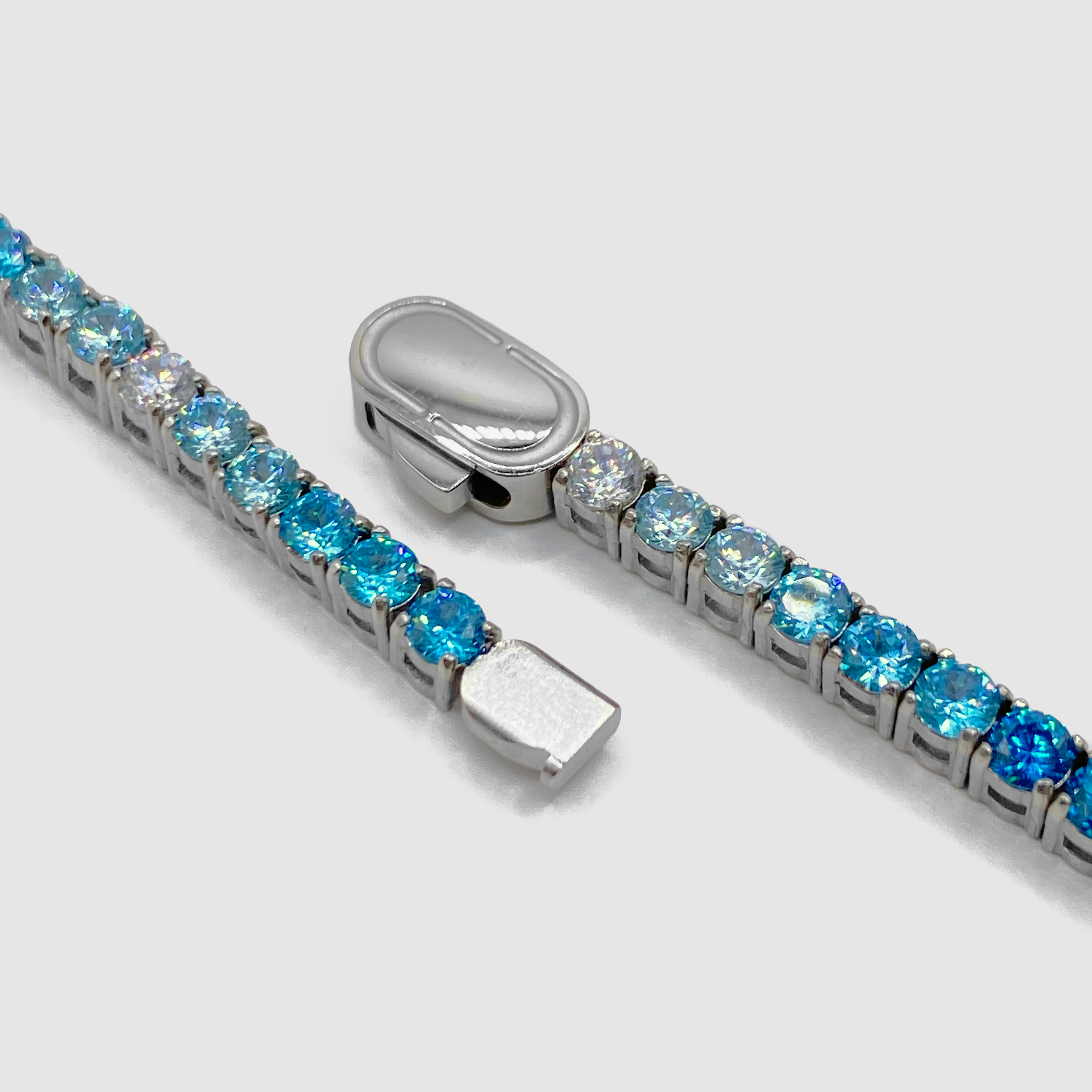 Bracelet Tennis Bleu (Argent) 3mm 