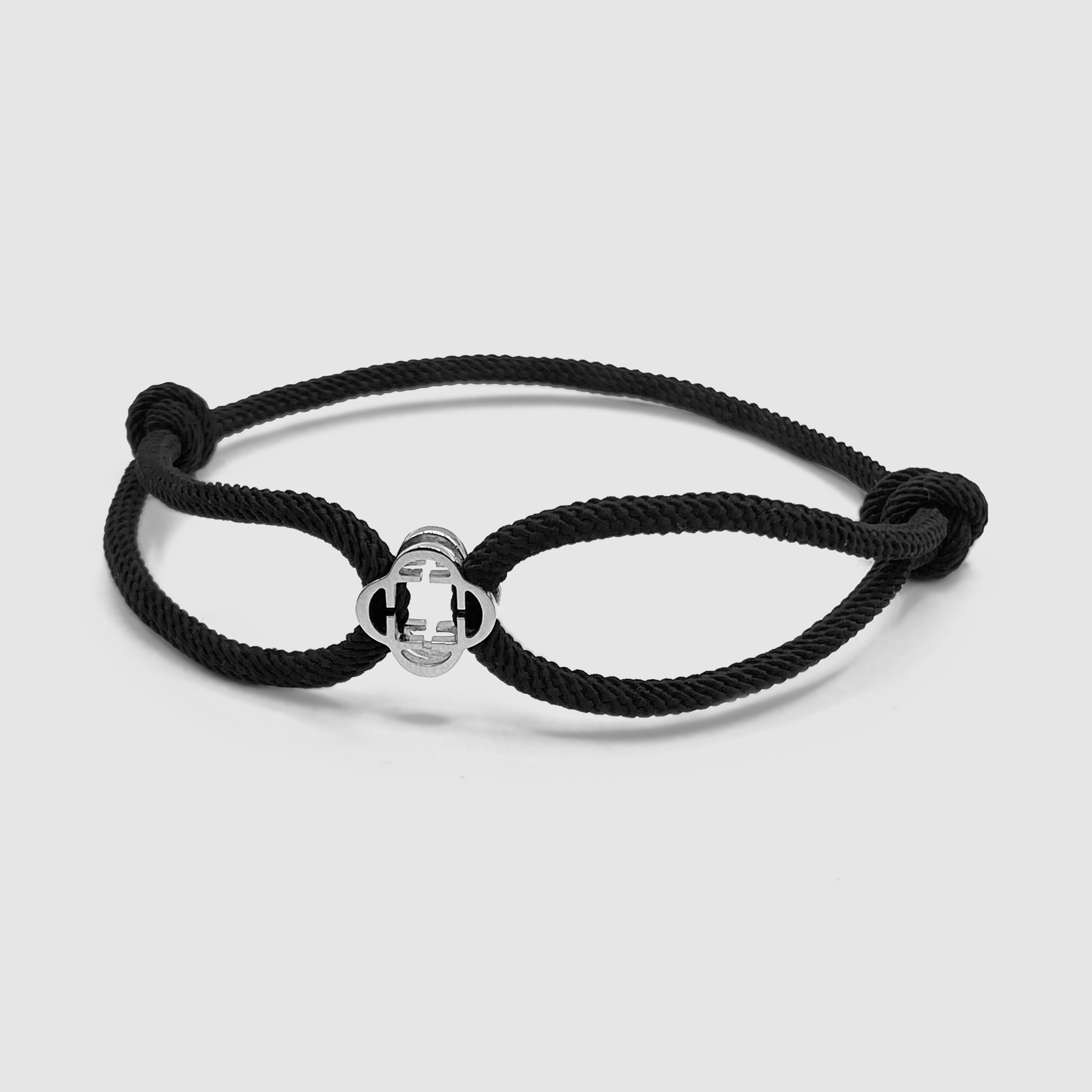 Bracelet cordon noir (argent)