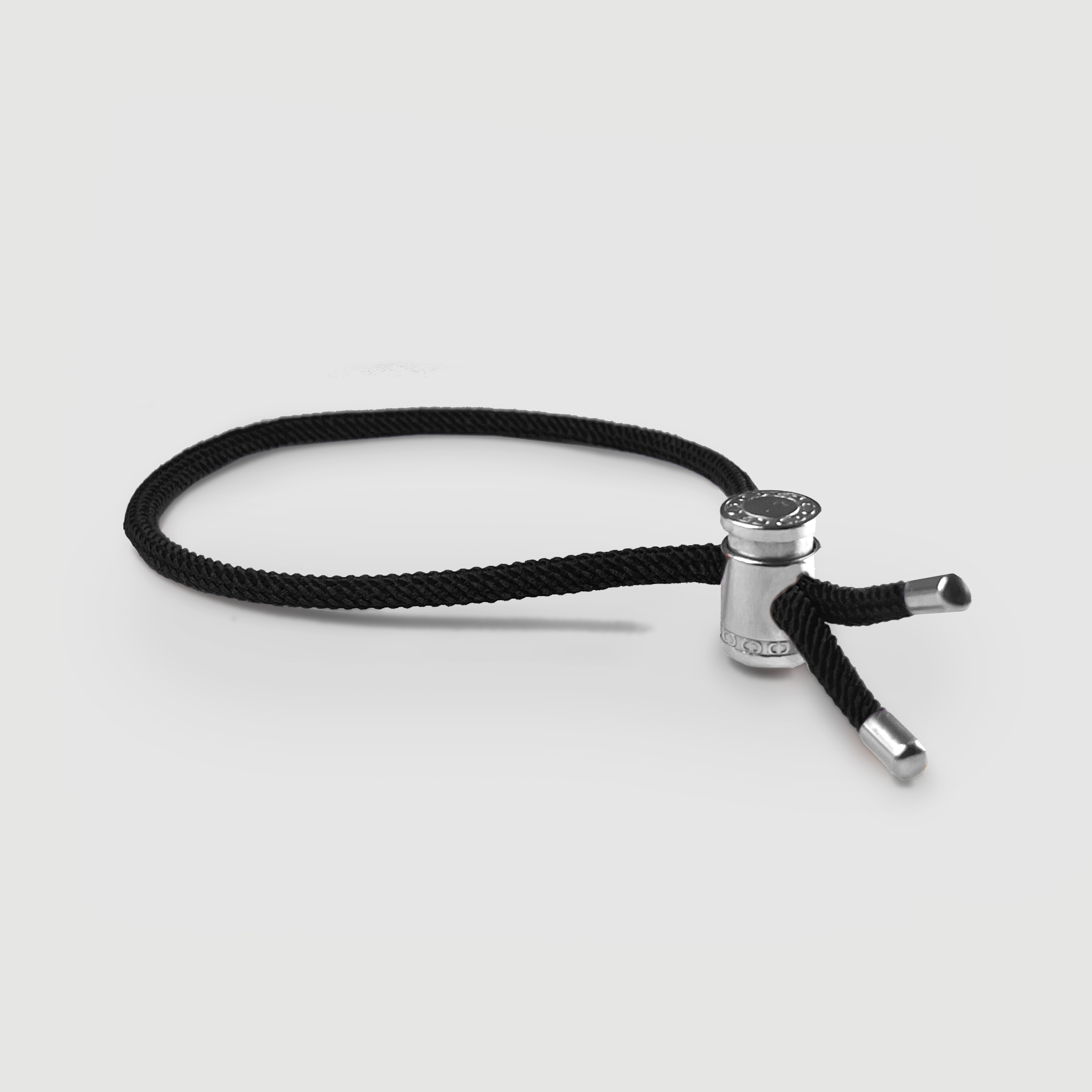 Bracelet Toggle Cordon Noir (Argent)