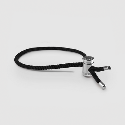 Black Cord Toggle Bracelet (Silver)