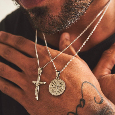 Compass x Crucifix Set (Silver)