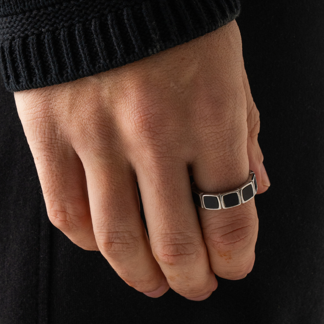 Stone Band Ring (Silver)