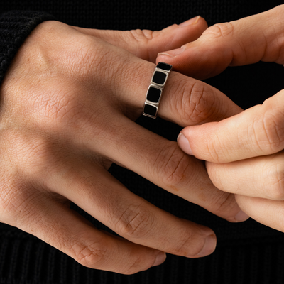 【CRAFTD London】オニキス ストーン バンド リング Onyx Rings