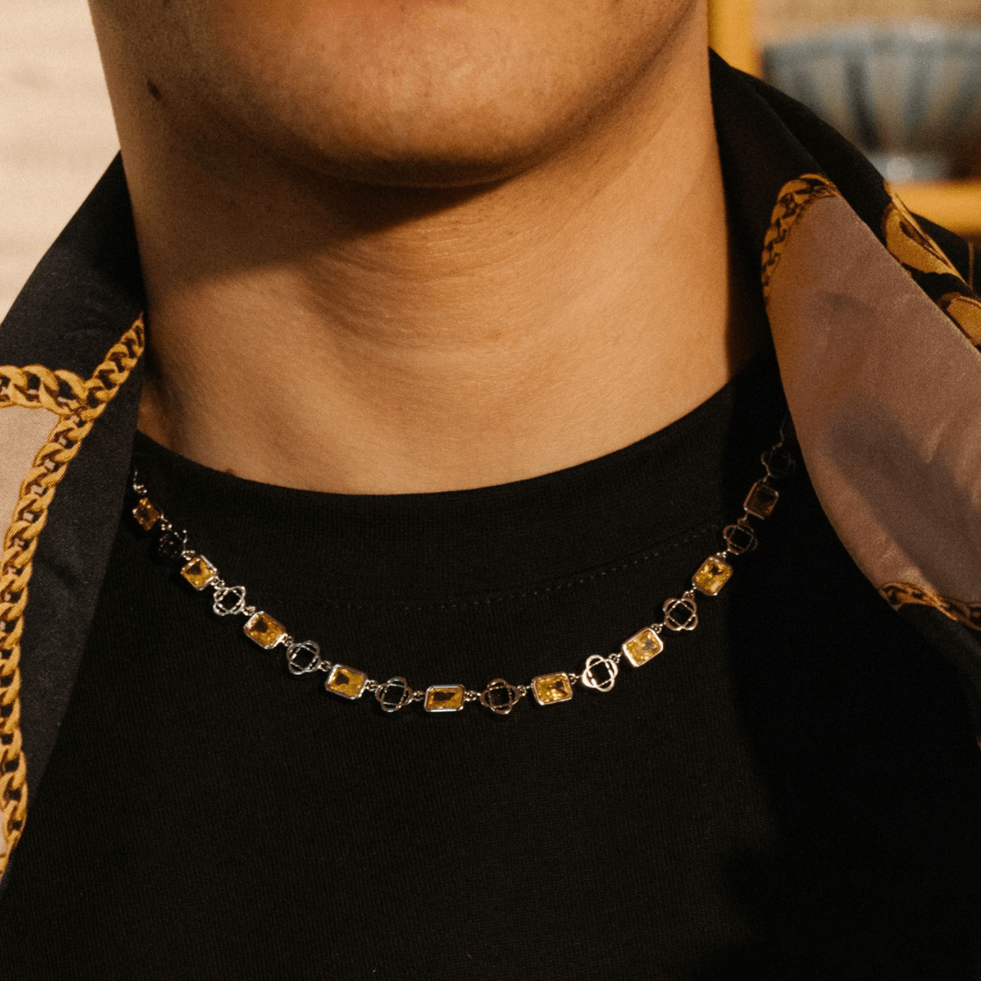 CRAFTD London ネックレス YELLOW GEMSTONE CLOVER NECKLACE Yellow Gemstone Clover Necklace (Silver)