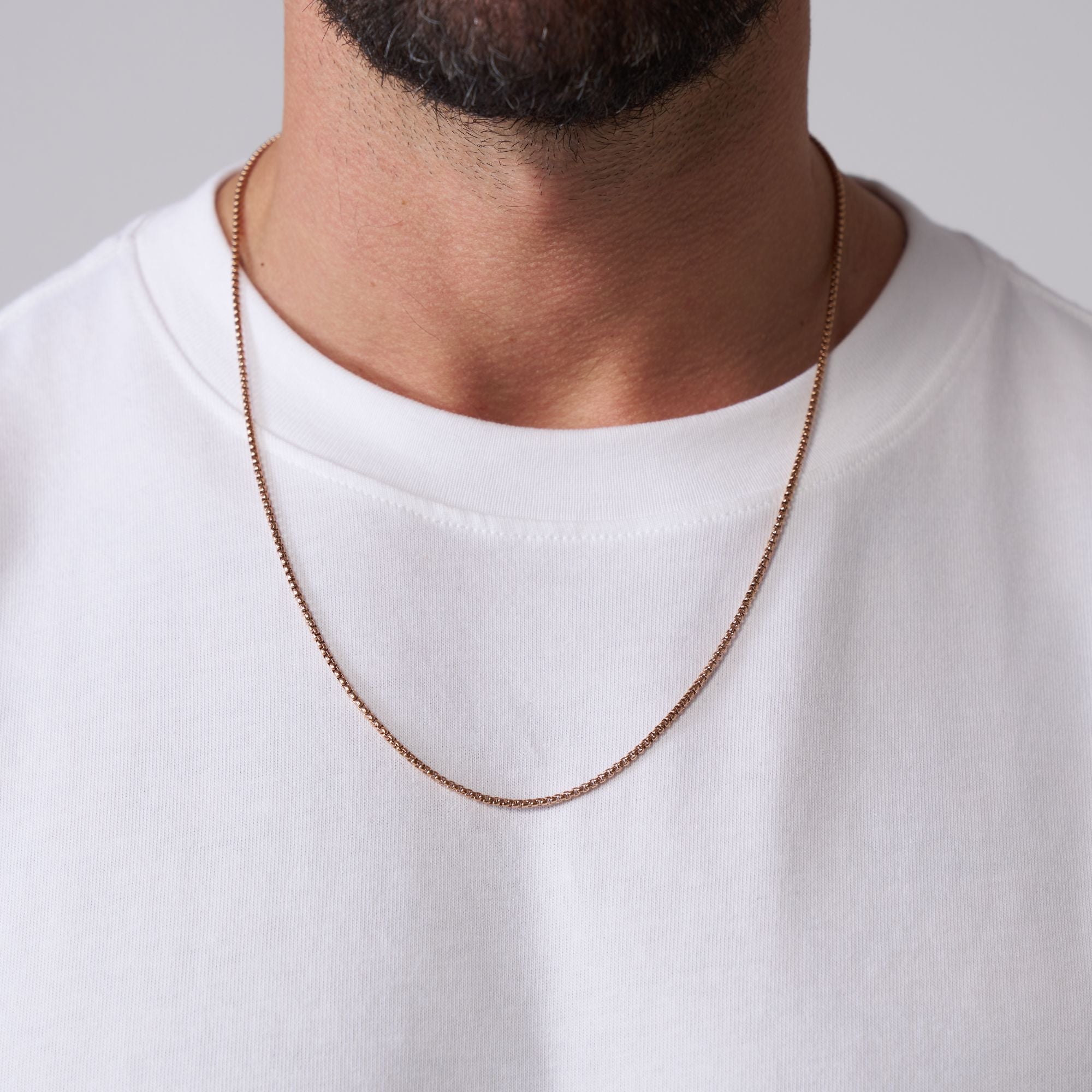 Men's Round Box Chain 2mm (Rose Gold)