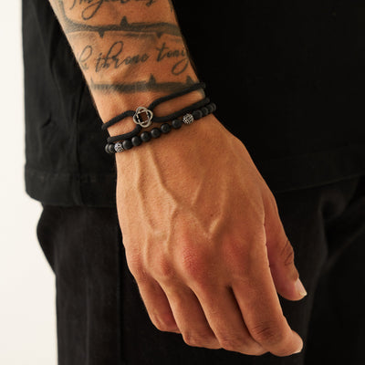 Bracelet cordon noir (argent)