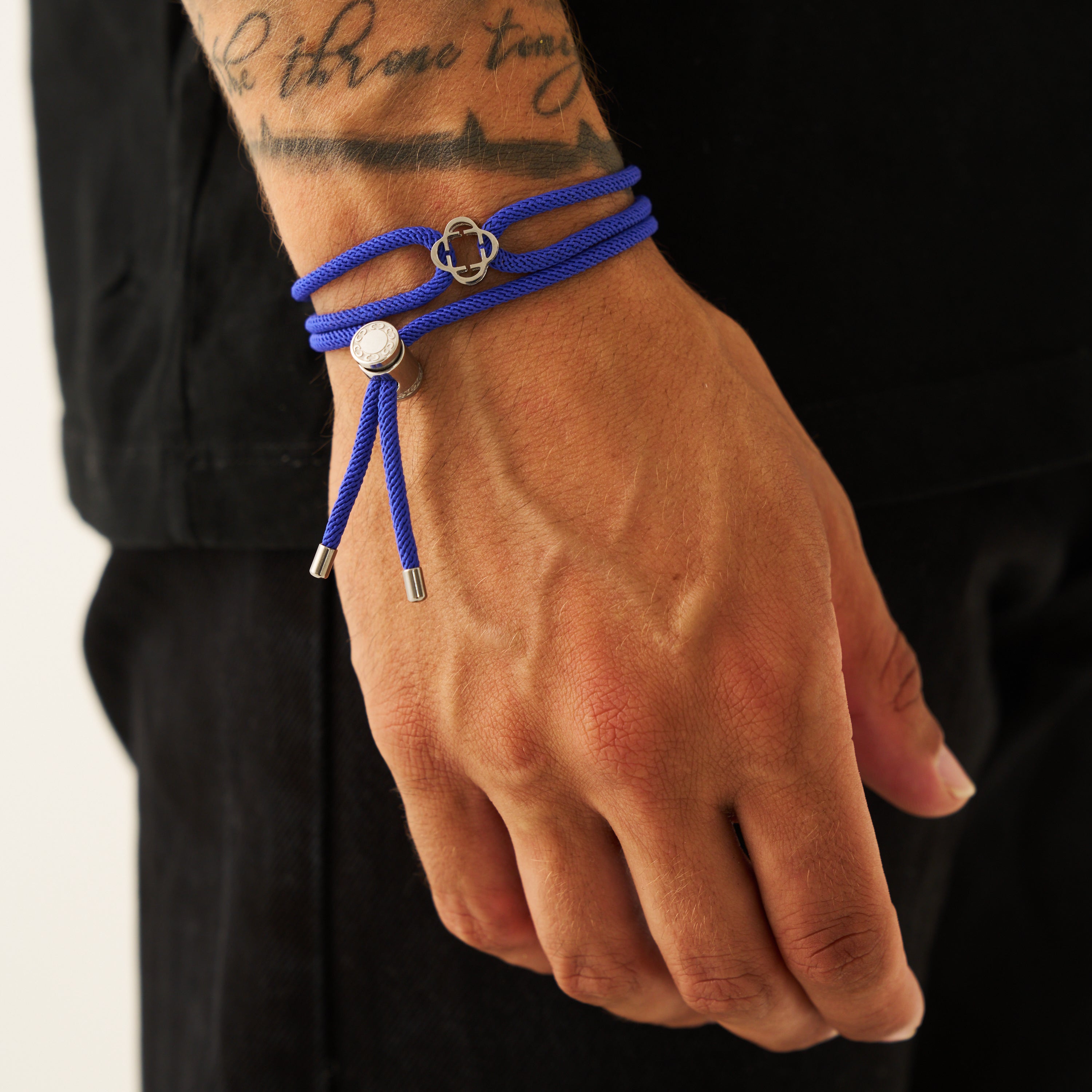 Bracelet cordon bleu cobalt (argent)