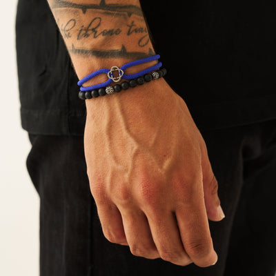 Bracelet cordon bleu cobalt (argent)