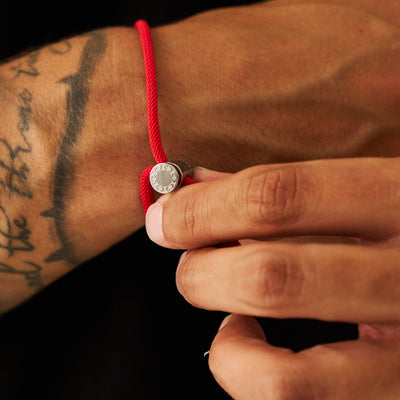 Bracelet à bascule en cordon rouge (argent)