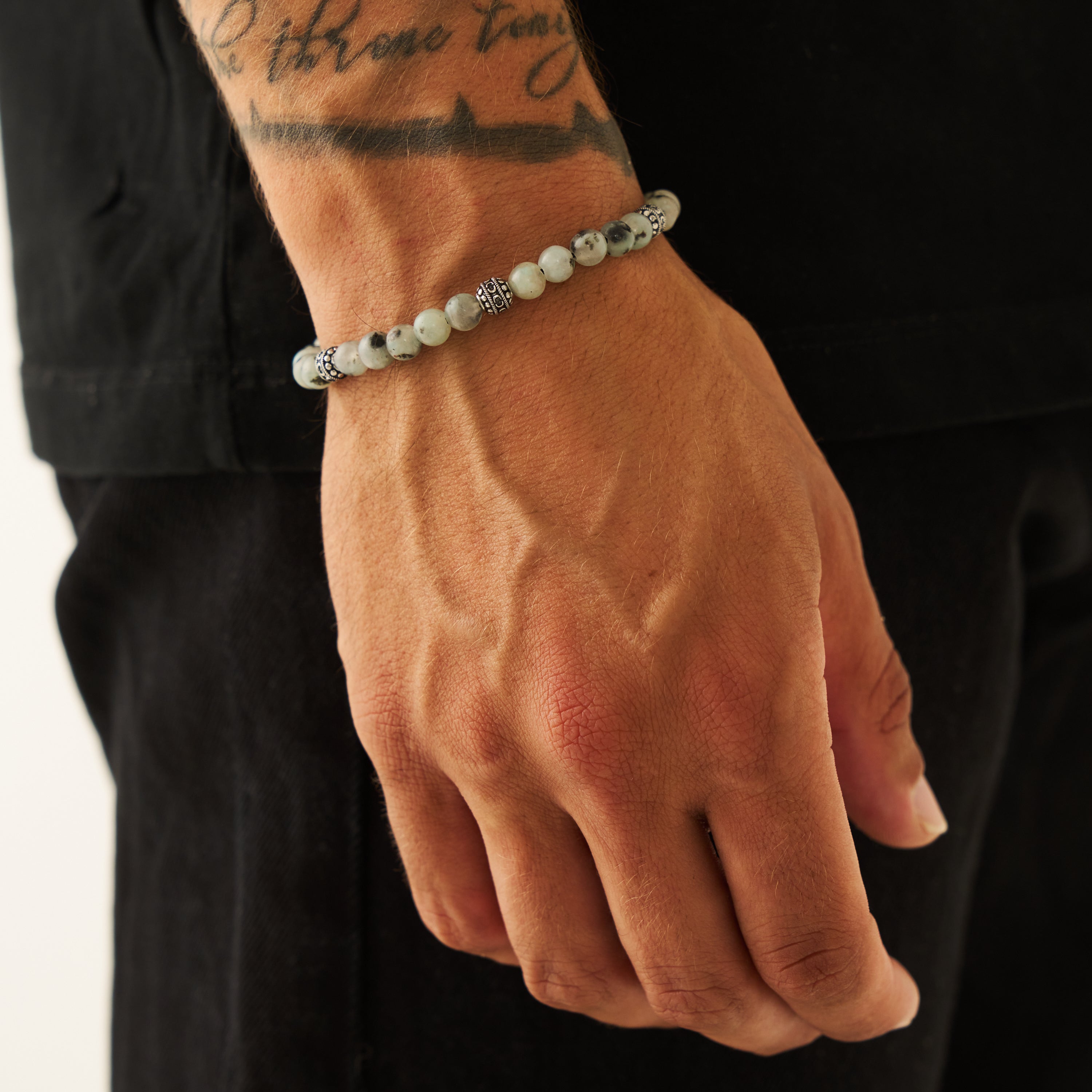 Kiwi-Stein-Armband (Silber)