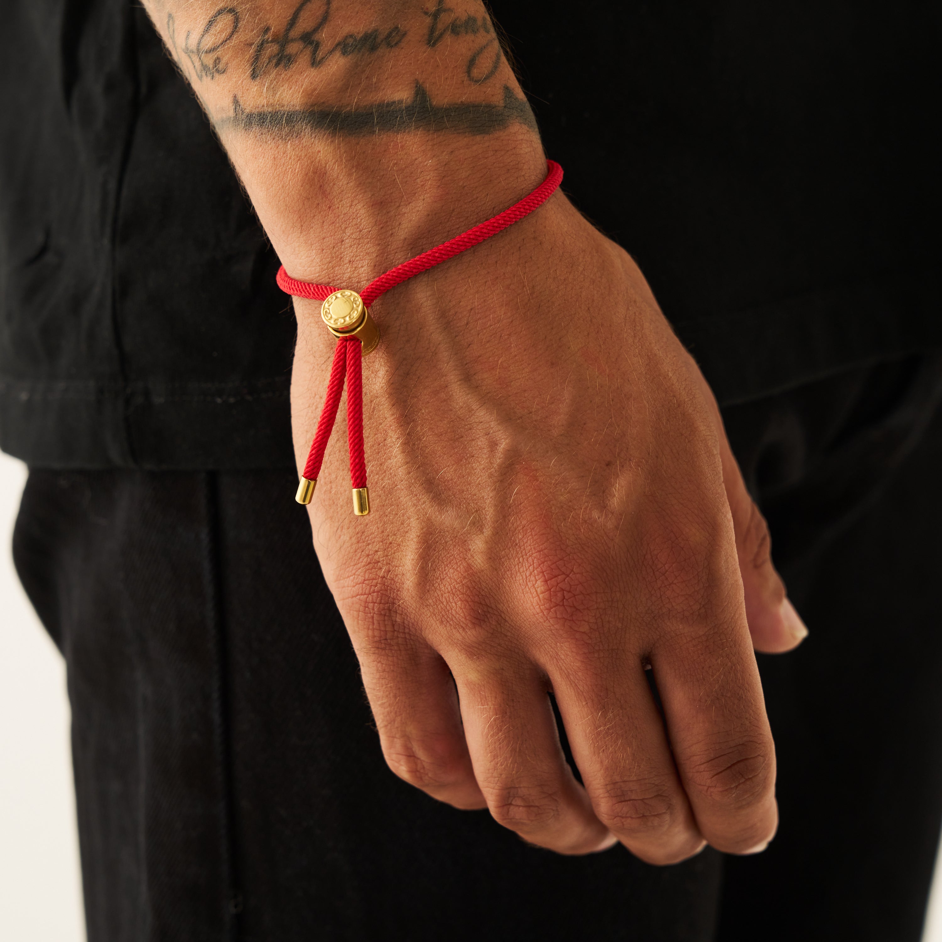 Bracelet à bascule en cordon rouge (or)