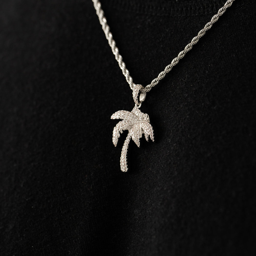 Silver Iced Palm Tree Pendant CRAFTD London