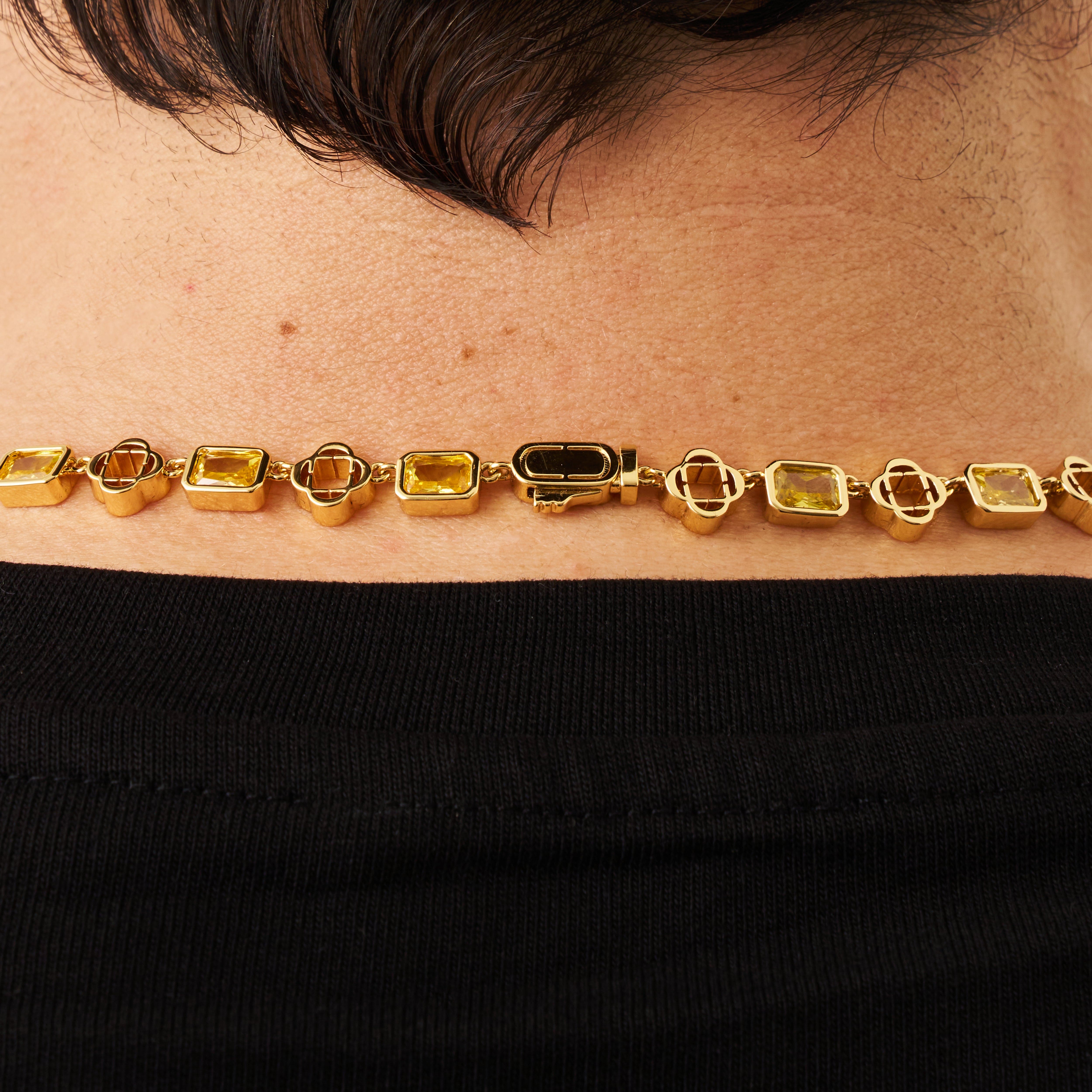 送税込【CRAFTD London】YELLOW GEMSTONE CLOVER NECKLACE (2色) Yellow Gemstone Clover Necklace (Silver)