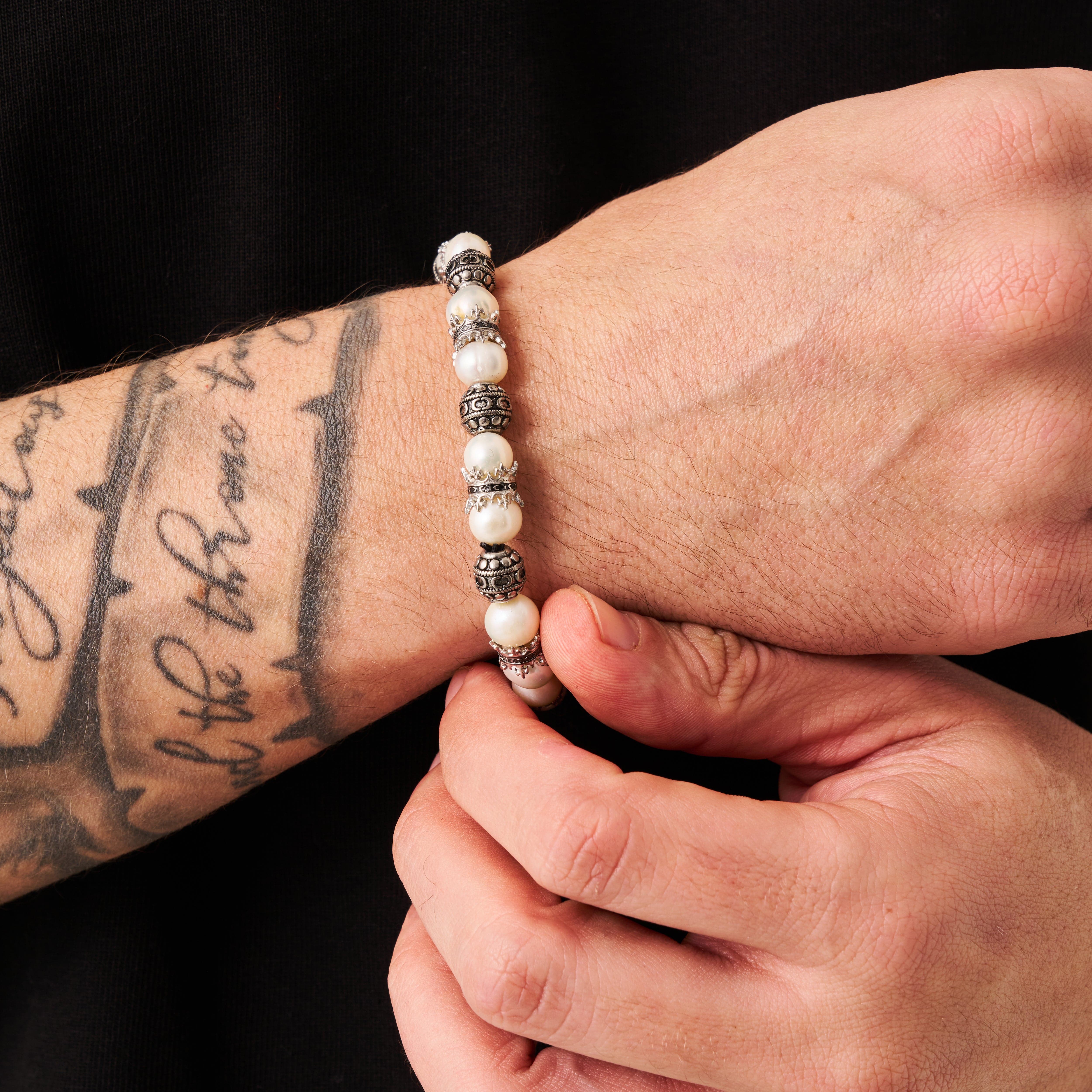 CRAFTDLondon クラフトロンドン CROWN JEWELS PEARL BRACELET Men's Crown Jewels Pearl Bracelet (Silver)
