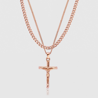 Crucifix and Cuban Set (Rose Gold)