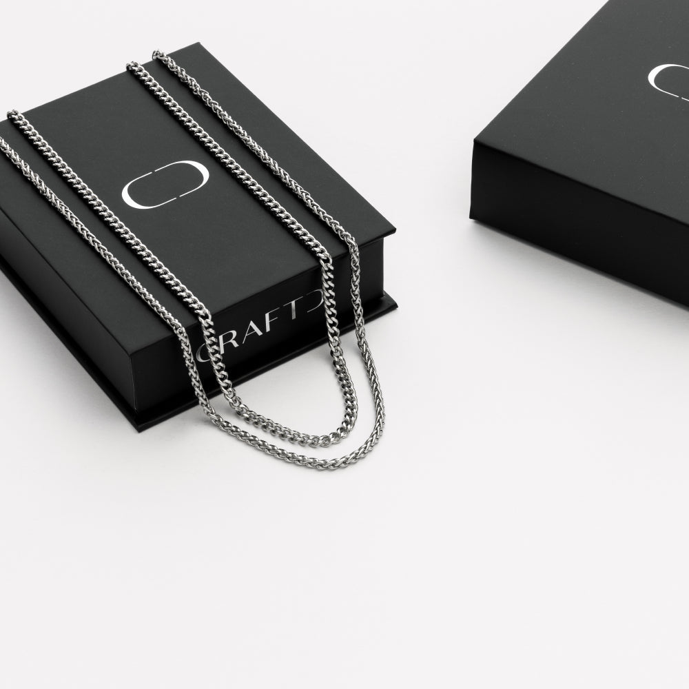 CRAFTDLondon クラフトロンドン CUBAN ＆ WHEAT CHAIN GIFT SET Cuban & Wheat Chain Gift Set (Gold)