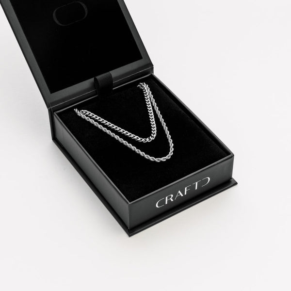 CRAFTDLondon クラフトロンドン CUBAN ＆ ROPE CHAIN GIFT SET Cuban & Rope Chain Gift Set (Silver)