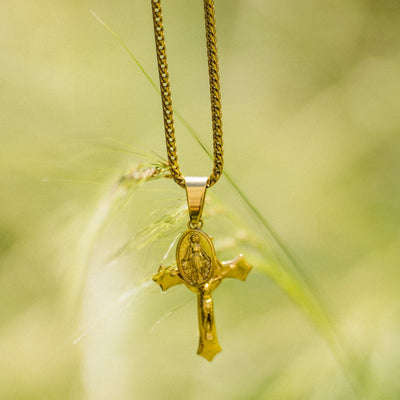 Pendentif Croix Jésus et Marie (Or) 