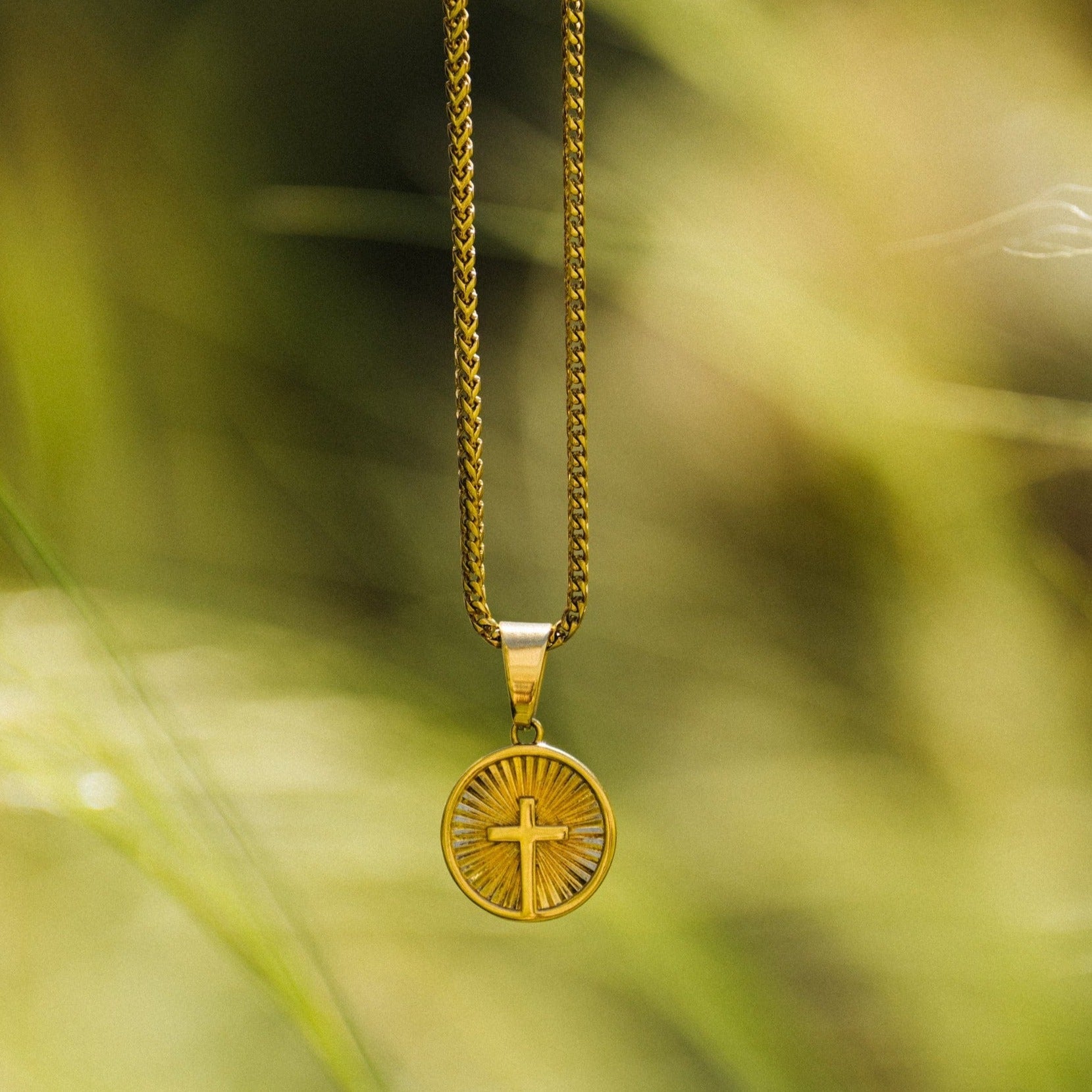 Gold circle cross deals necklace