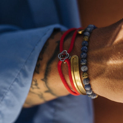 Bracelet Cordon Rouge (Argent)