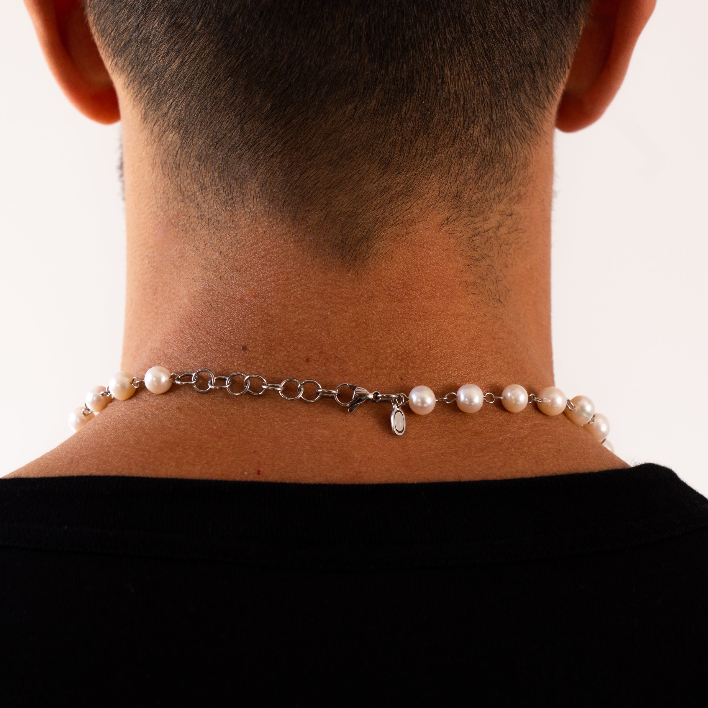 Chained Real Pearl Necklace (Silver)