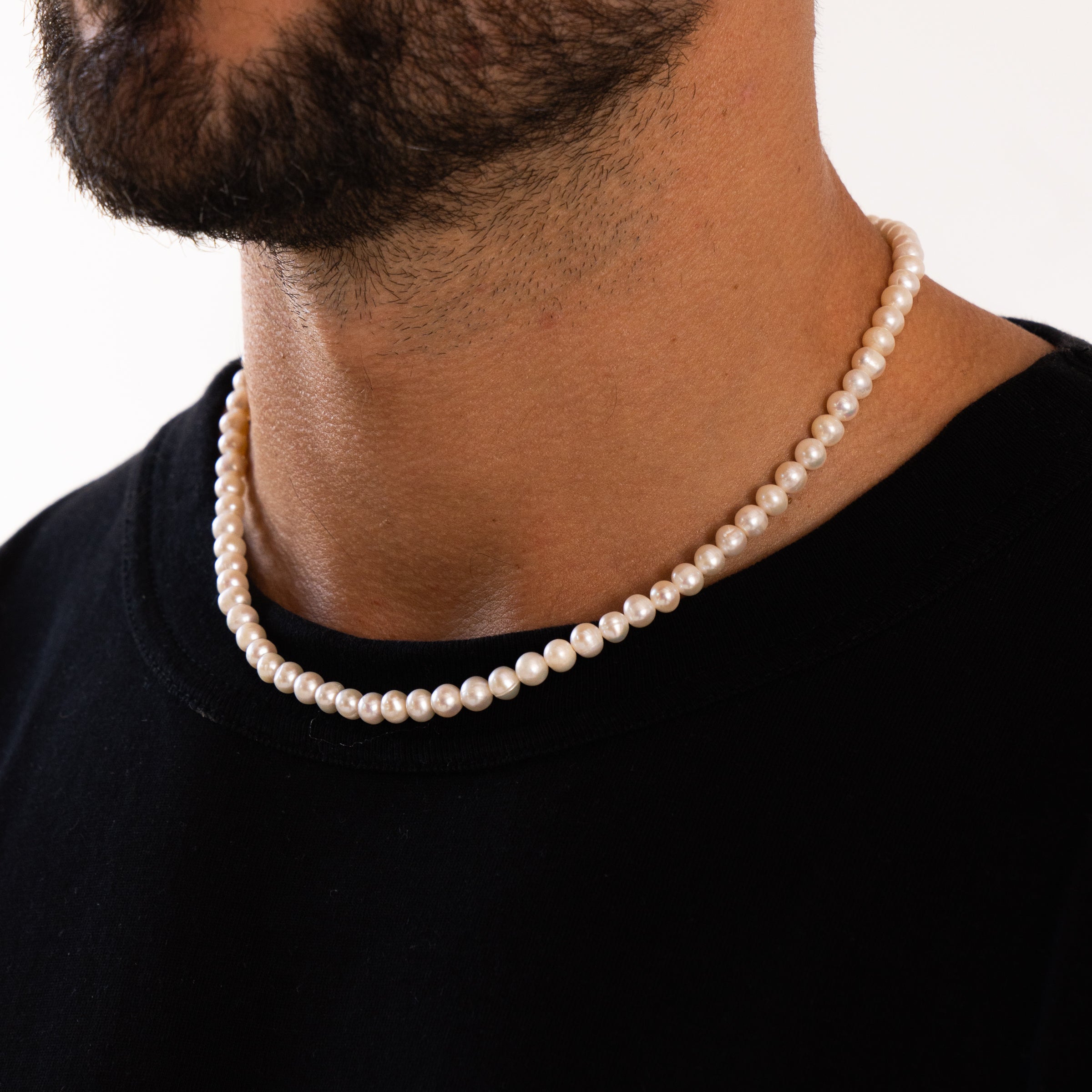 Collier de perles véritables arrondies (argent)