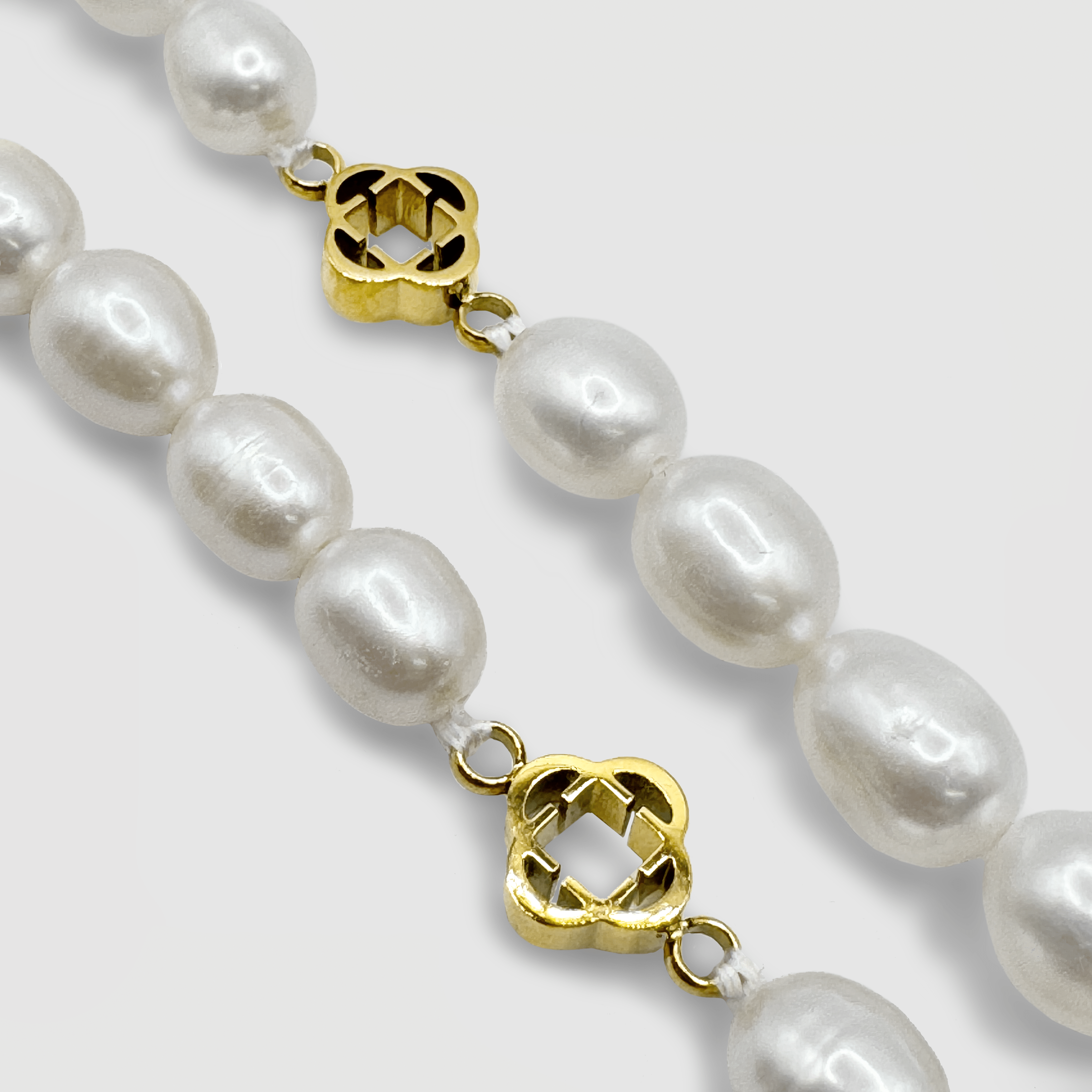 Collier de perles véritables trèfle (or)