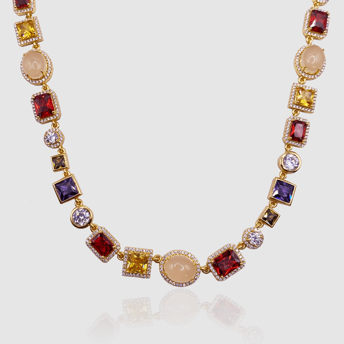 Yellow gold gemstone necklace deals