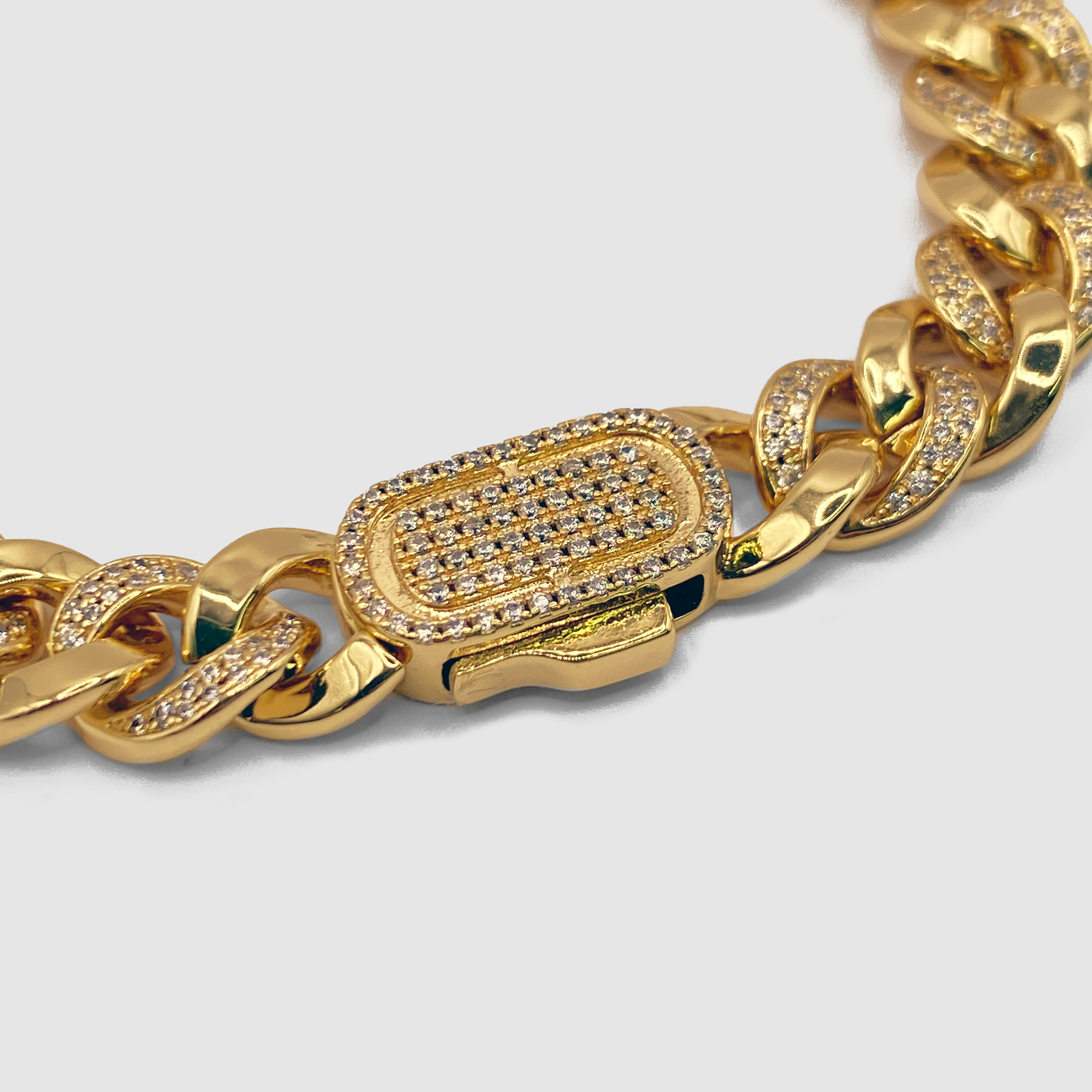 Mens 24k Gold Plated Miami Cuban Link Bracelet 316L Stainless Steel 8.5