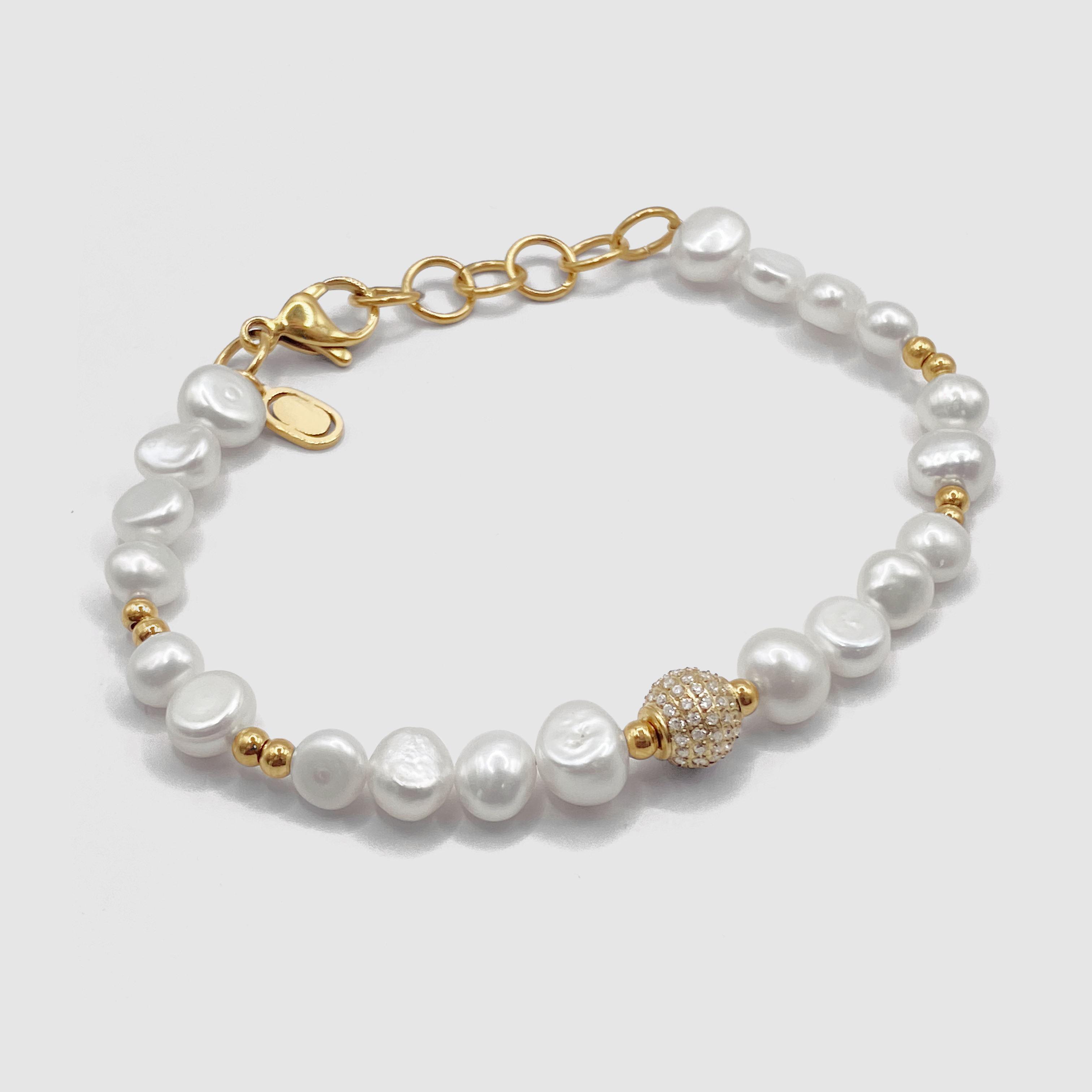 Armband Aus Echten Perlen Mit Eisperlen (Gold)