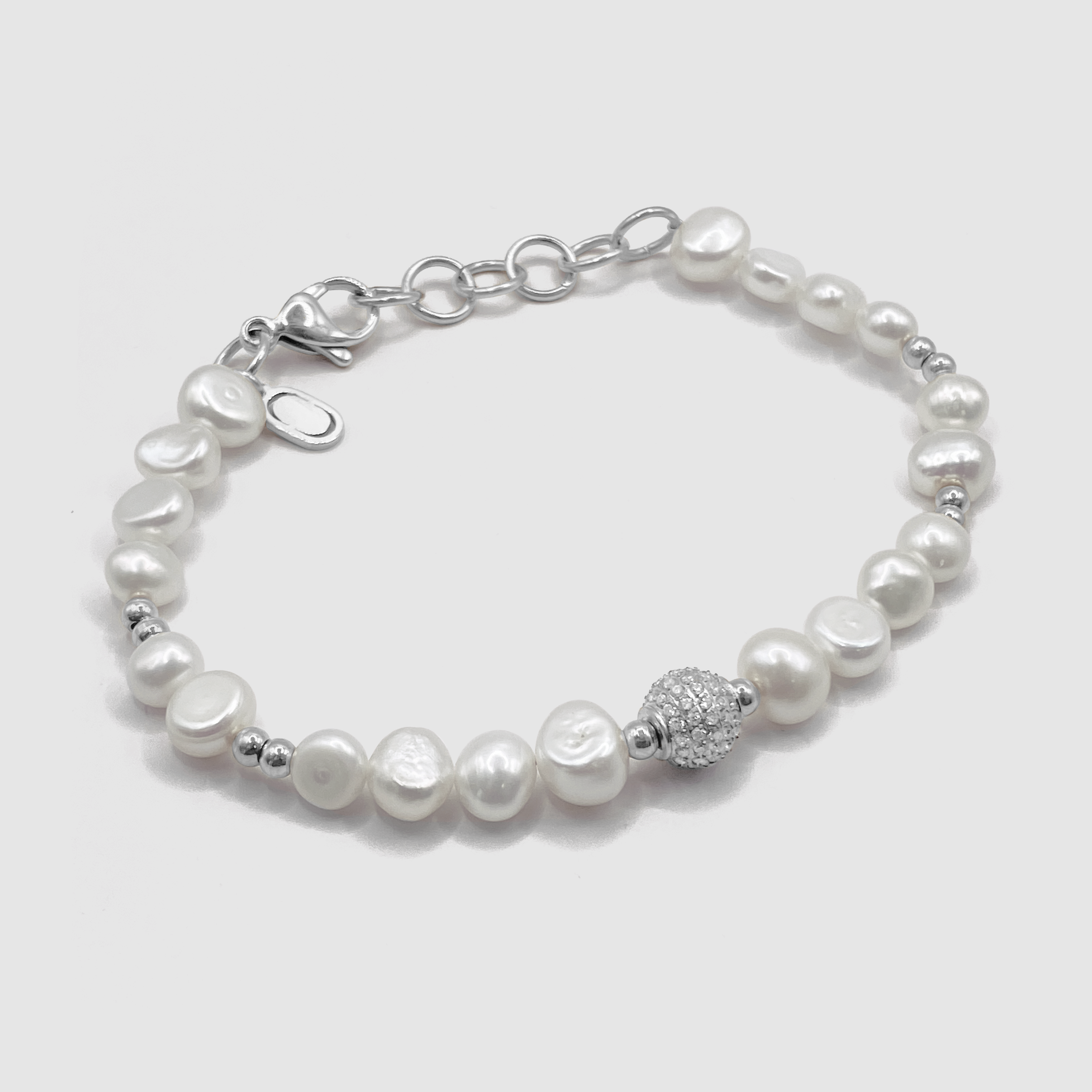 Armband Aus Echten Perlen Mit Eisperlen (Silber)