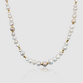 Iced Beaded Real Pearl Necklace (Gold)