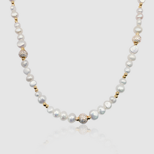 Collana di Perle Vere con Perline Ghiacciate (Oro)
