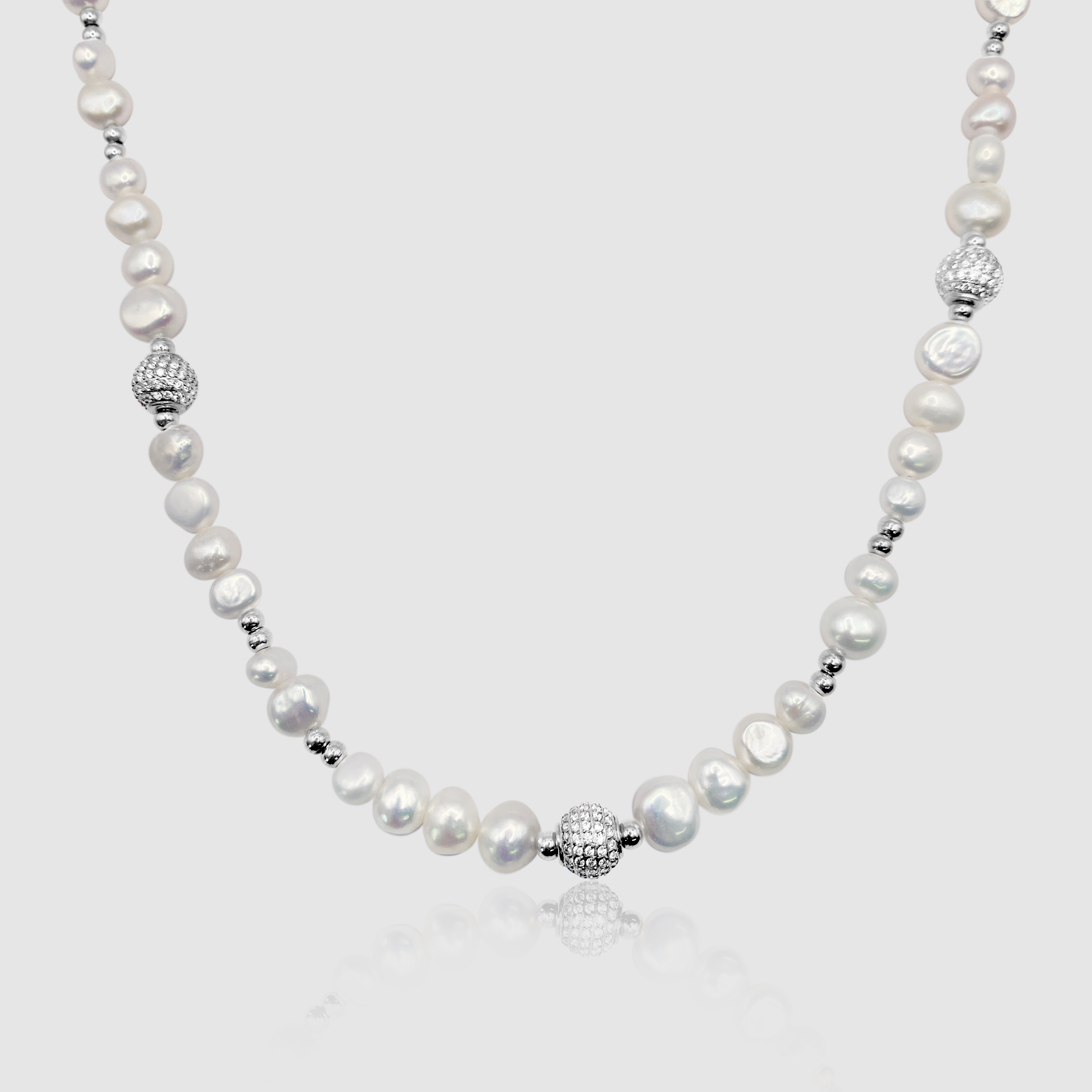【HYERES LOR】H Edition Silver White Pearl Bead Necklace 4mm $_1.JPG?set_id=880000500F