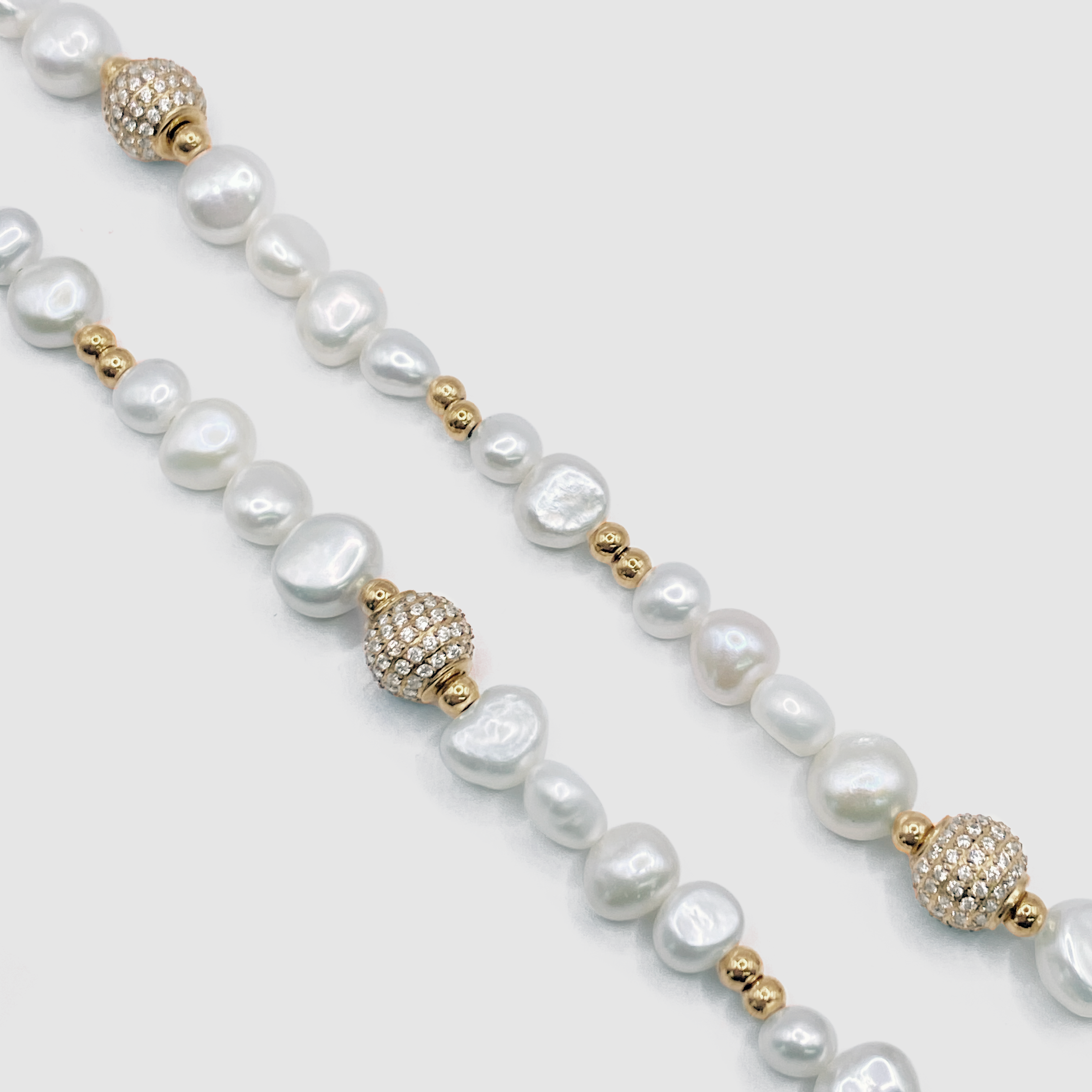 送税込【CRAFTD London】Iced Beaded Real Pearl Necklace (2色) Diamond Bead Pearl Necklace (Gold) | CRAFTD London