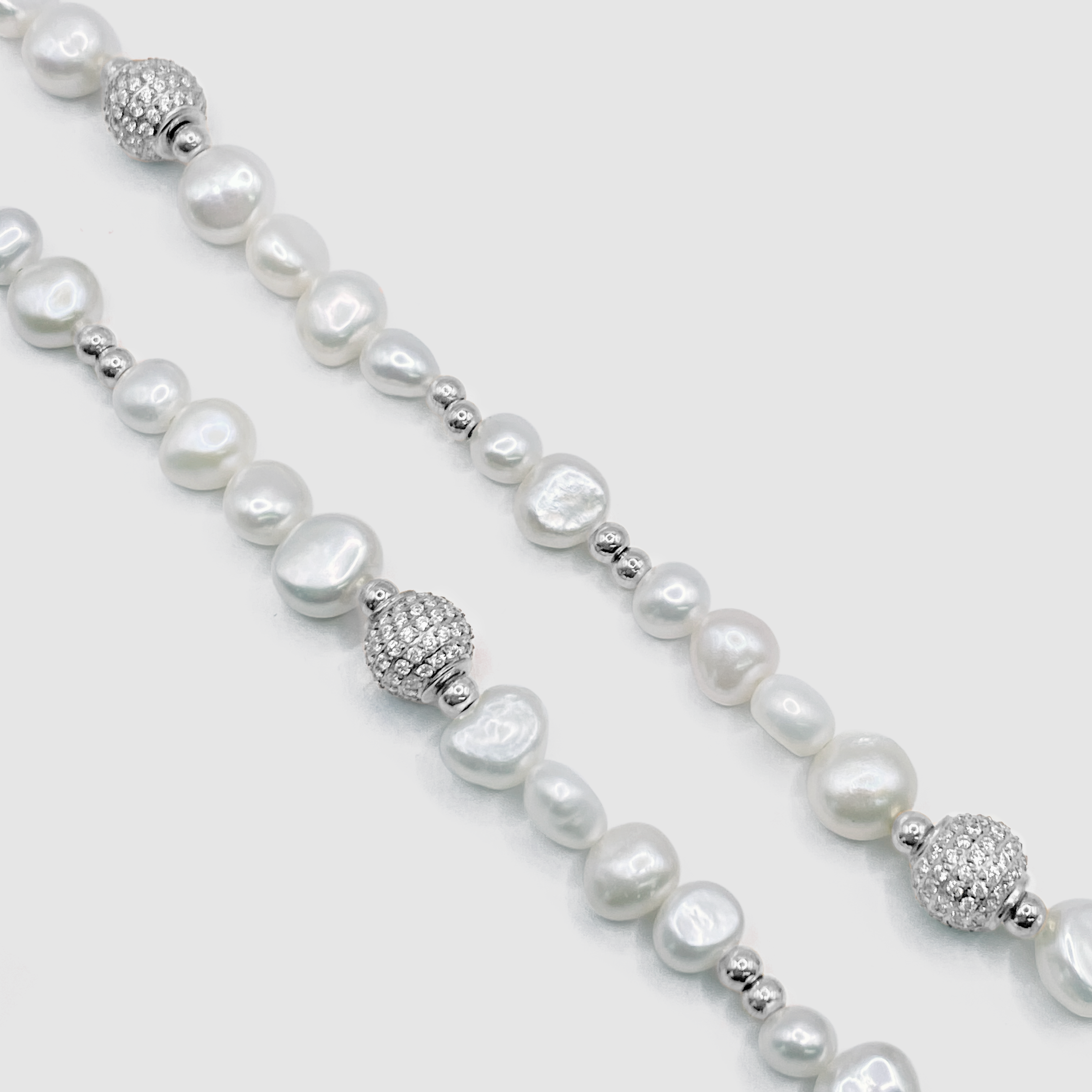 Collier de vraies perles glacées (argent)