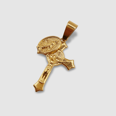 Pendentif Croix Jésus et Marie (Or) 