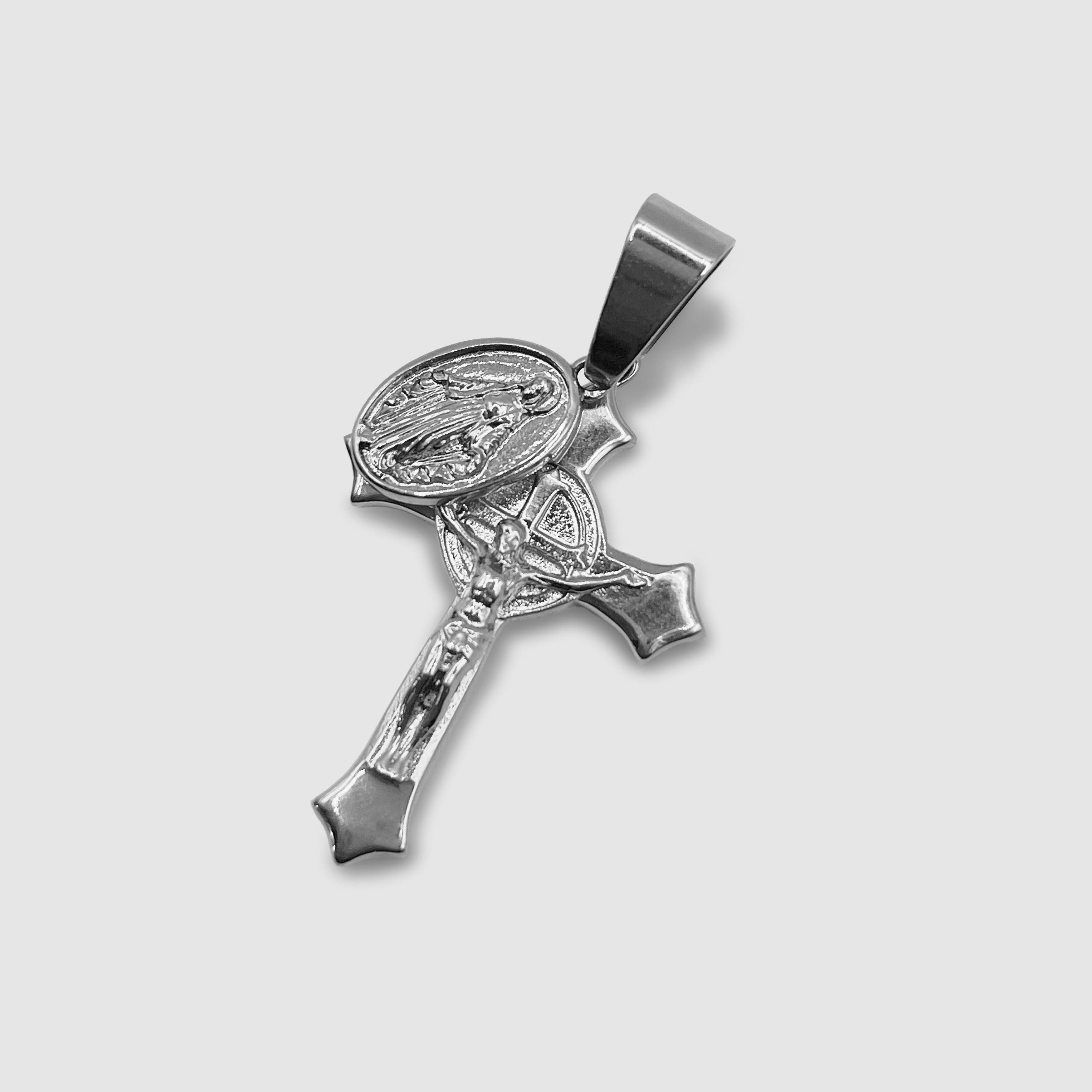 Silver Jesus & Mary Cross Pendant for Men | CRAFTD London