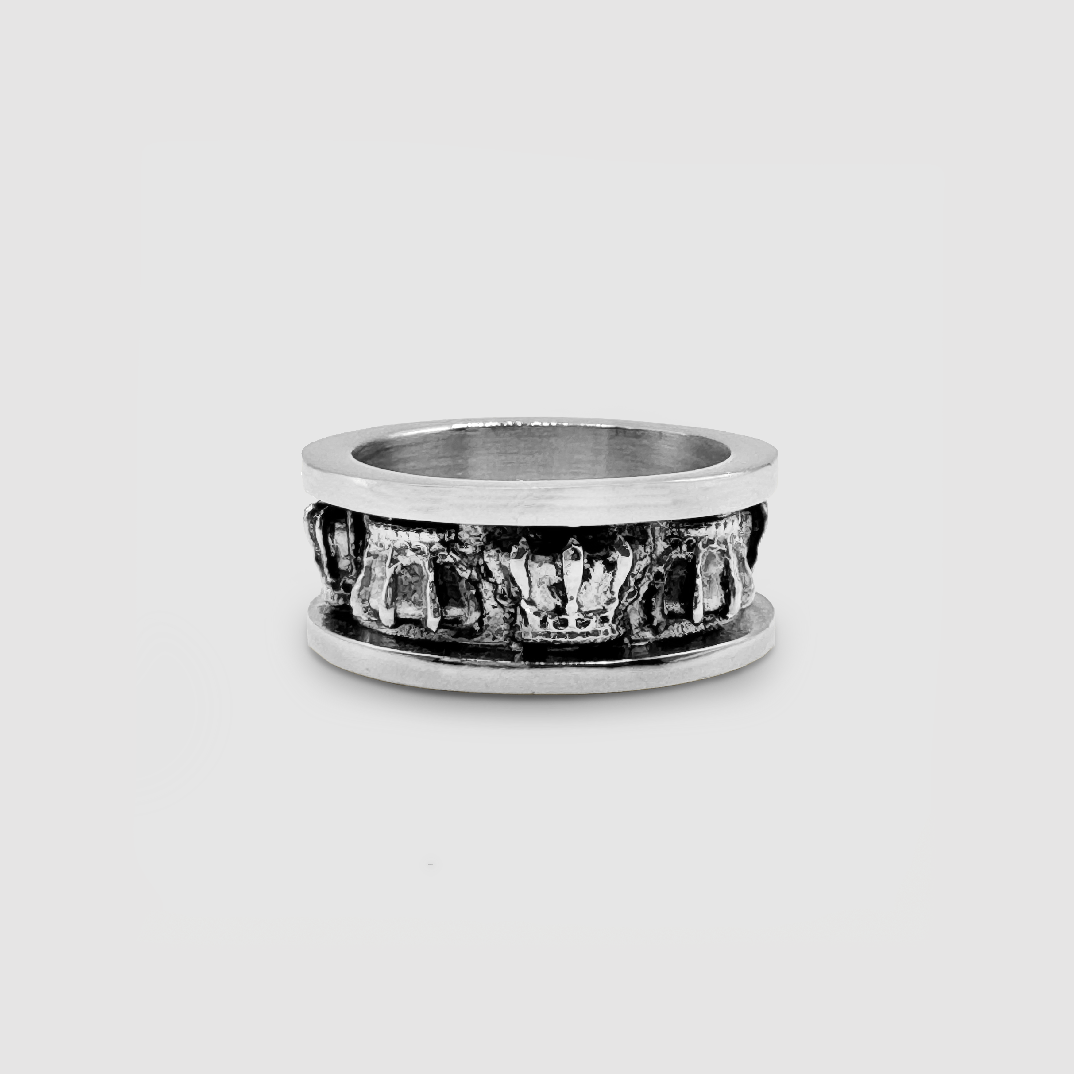 Men's King's Crown Band Ring (Silver)