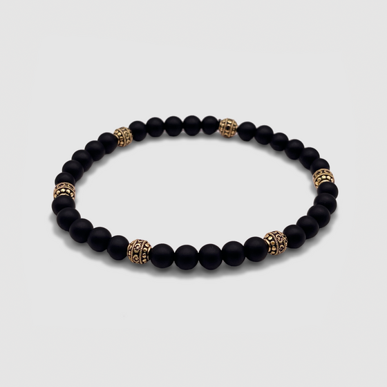 Mattes Onyx-Stein-Armband (Gold)
